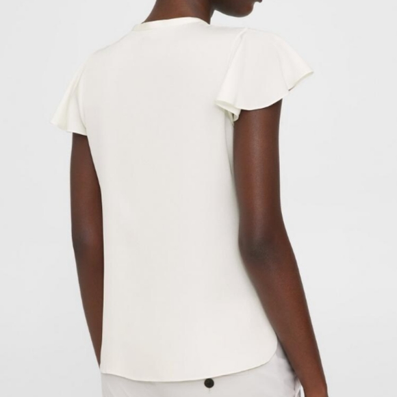 Theory Silk Georgette Ruffle Sleeve Top - Picture 2 of 9